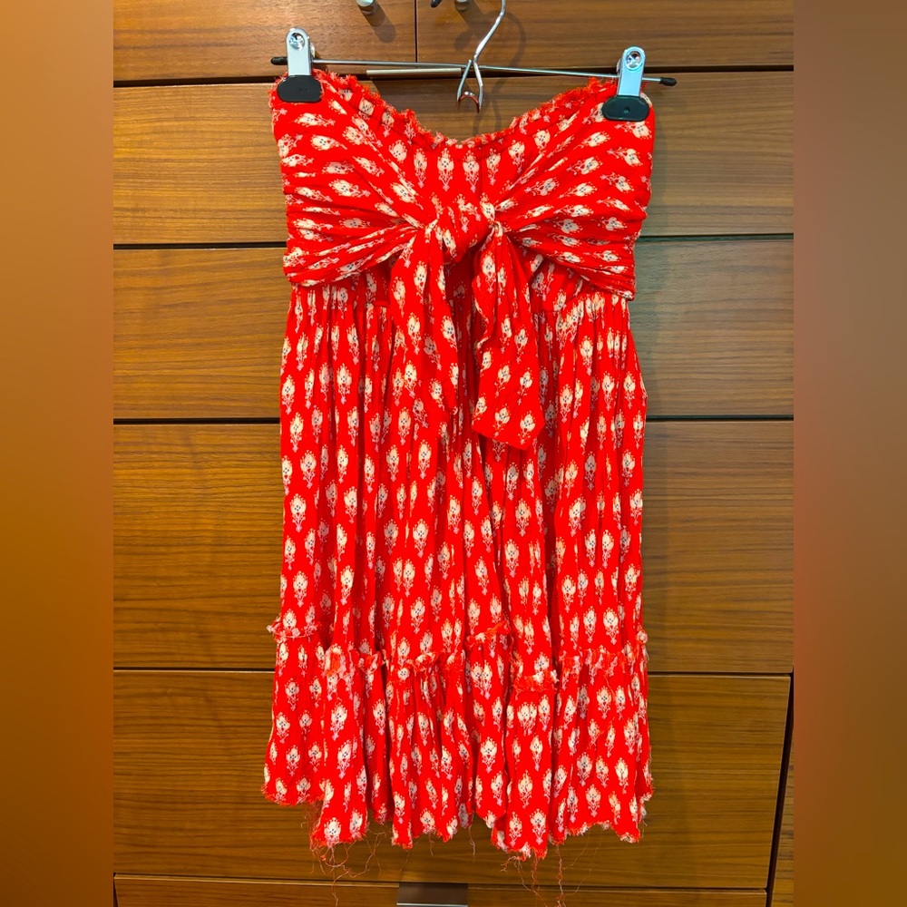 Free People One Strapless Frayed Edge Mini Dress, size Medium.